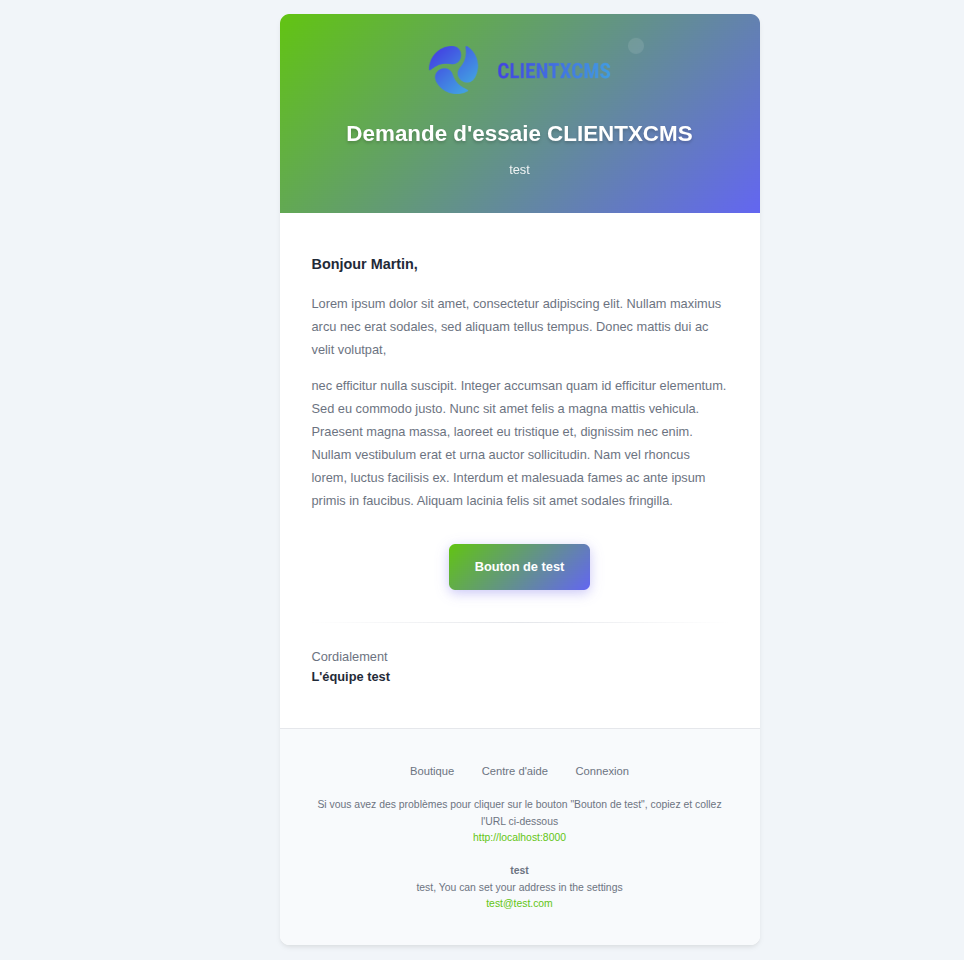 Modèle d'e-mail Layer